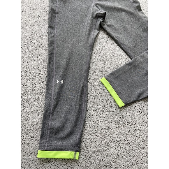 Under Armour Compression Capri Pants Women's Large Grey Lime Heat Gear - Picture 2 of 9